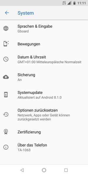 Wählen Sie Systemupdate