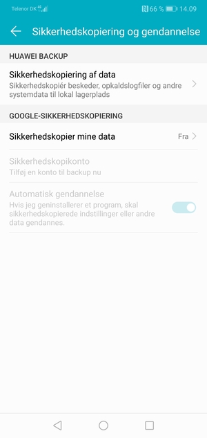 Vælg Sikkerhedskopier mine data