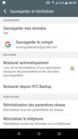 Sélectionnez Sauvegarder le compte