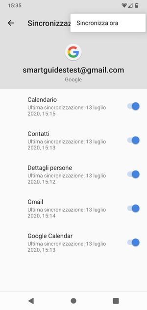 Seleziona Sincronizza ora