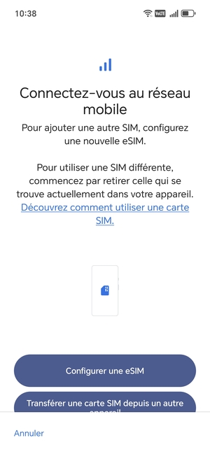 Sélectionnez Configurer une eSIM