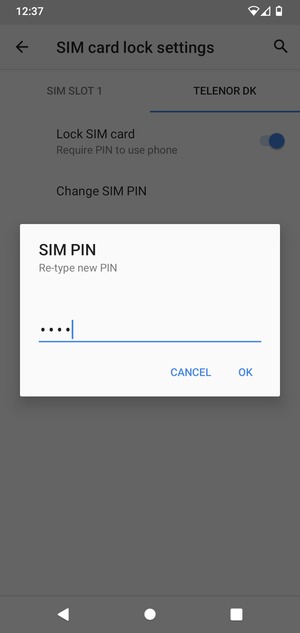 Confirm your new SIM PIN and select OK