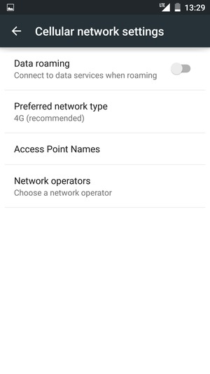 To change network if network problems occur, select Network operators
