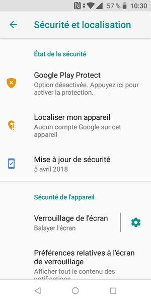 Sélectionnez Verrouillage de l'écran 