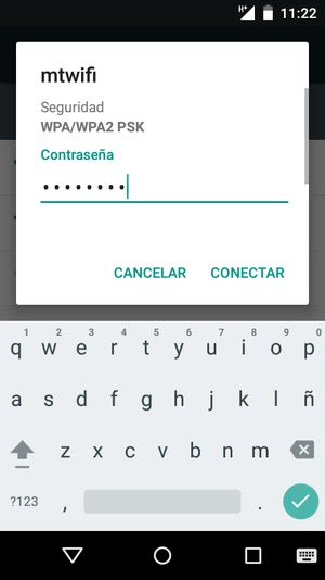 Introduzca la Contraseña de Wi-Fi y seleccione CONECTAR