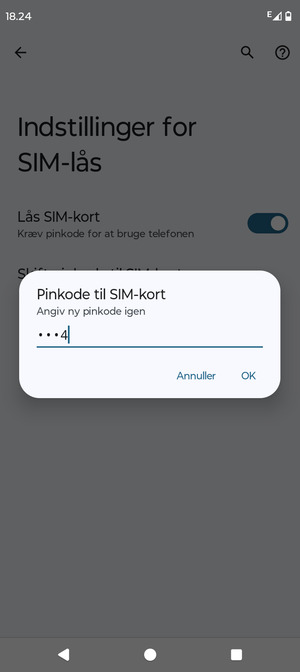 Bekræft din nye pinkode til SIM-kort og vælg OK