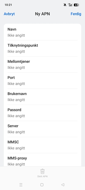 Skriv inn internett-informasjon