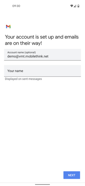 Give your account a name and enter your name. Select NEXT