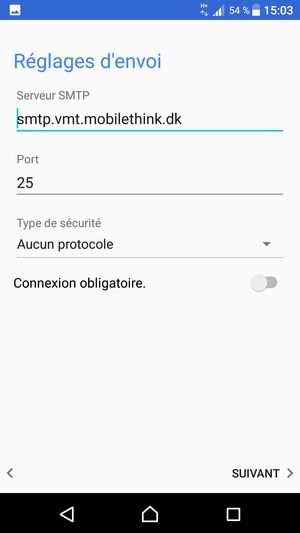 Désactiver le Connexion obligatoire. et sélectionner SUIVANT