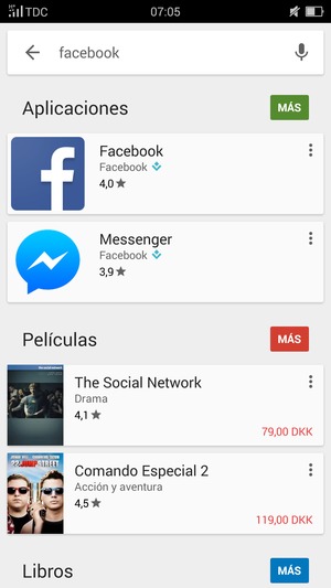 Seleccione la aplicación
