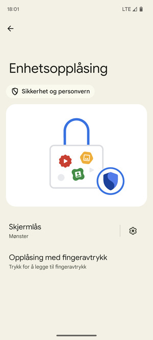 Telefonen din er nå sikret med en skjermlås