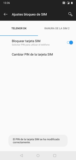 Su PIN de la tarjeta SIM ha sido cambiado