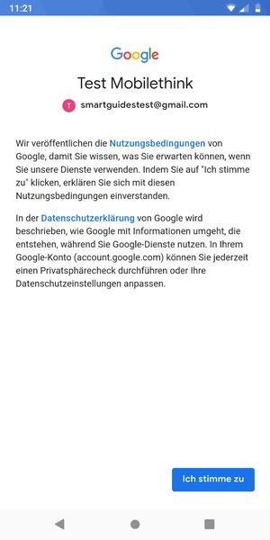 Wählen Sie Ich stimme zu