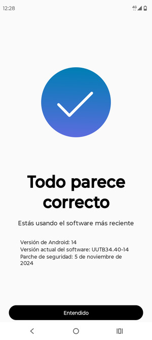 Si su teléfono está actualizado, seleccione Entendido