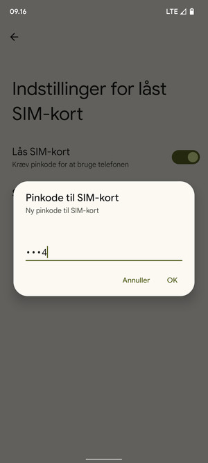 Indtast din Nye pinkode til SIM-kort og vælg OK