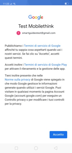 Seleziona Accetto
