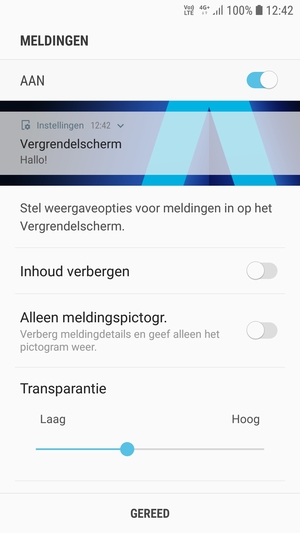 Selecteer uw voorkeursopties en selecteer GEREED