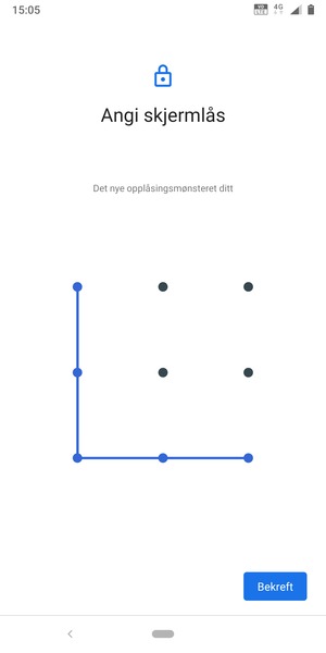 Tegn opplåsingsmønsteret igjen og velg Bekreft