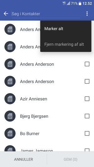 Vælg Marker alt