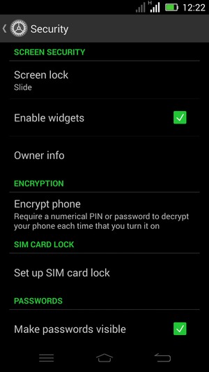 Select Screen lock