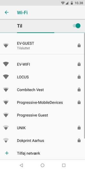 Du er nu tilsluttet Wi-Fi netværket