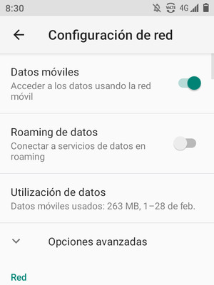 Para cambiar la red en caso de problemas de conectividad, seleccione Opciones avanzadas