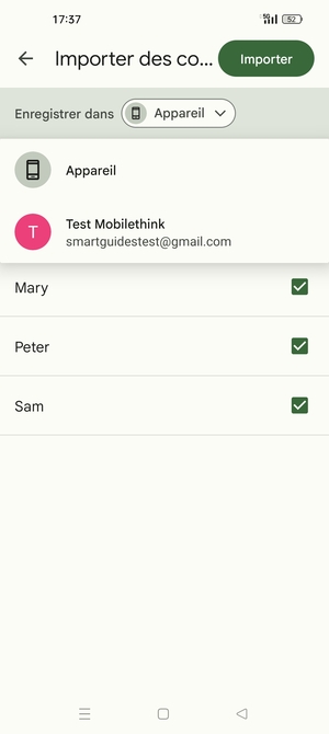 Sélectionnez votre compte Google