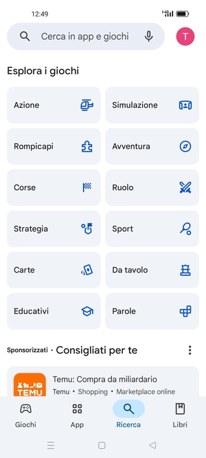 Seleziona la barra di ricerca
