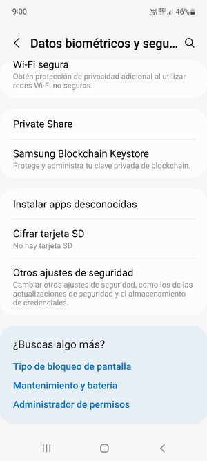 Desplácese y seleccione Otros ajustes de seguridad