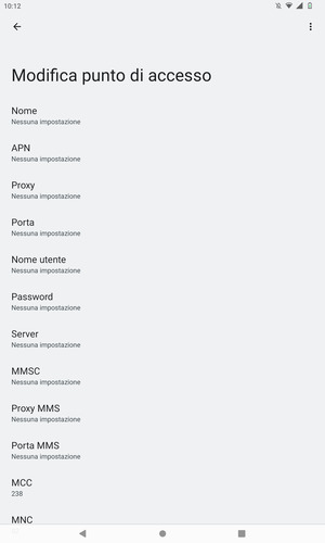 Inserisci le informazioni di Internet