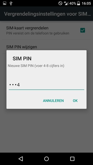 Voer uw Nieuwe SIM PIN in en selecteer OK
