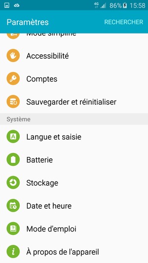 Faites défiler et sélectionnez À propos de l'appareil