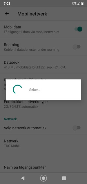 Vent til søket er ferdig