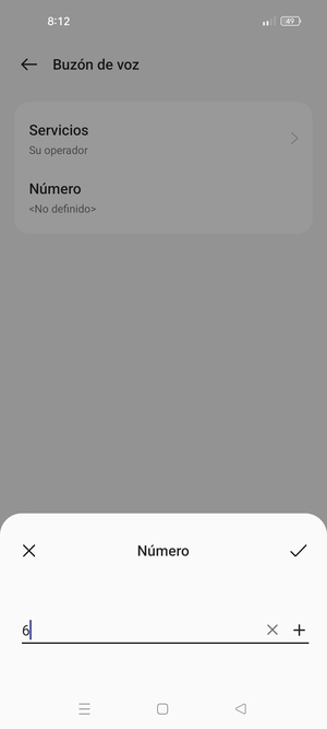Introduzca el Número del buzón de voz y seleccione ACEPTAR