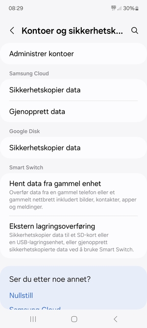 Bla til Google Disk og velg Sikkerhetskopier data