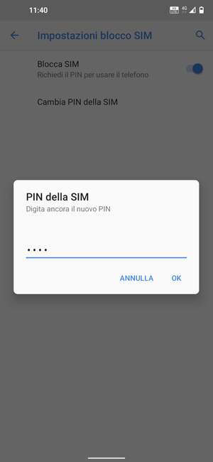 Conferma il nuovo PIN della SIM e seleziona OK