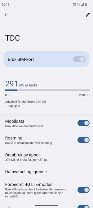 Slå Roaming på eller av