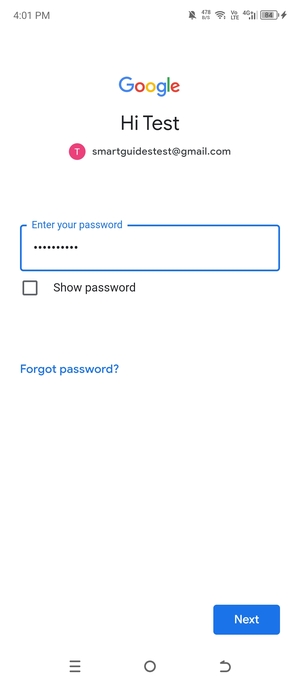 Enter your password and select Next
