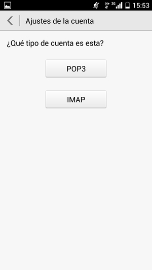 Seleccione POP3 o IMAP