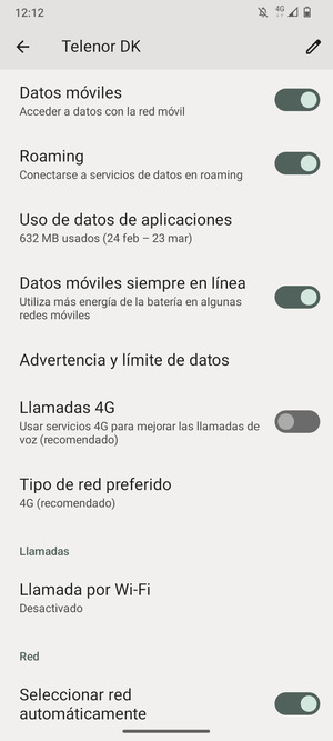 Activar o desactivar Roaming