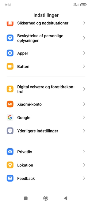 Vend tilbage til menuen Indstillinger og vælg Yderligere indstillinger