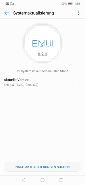 Falls Ihr Handy aktualisiert ist, wird Ihnen der folgende Bildschirm angezeigt