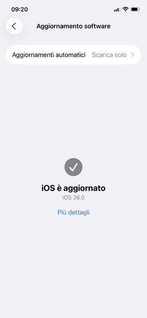 Se il tuo iPhone è aggiornato, vedrai la schermata seguente.