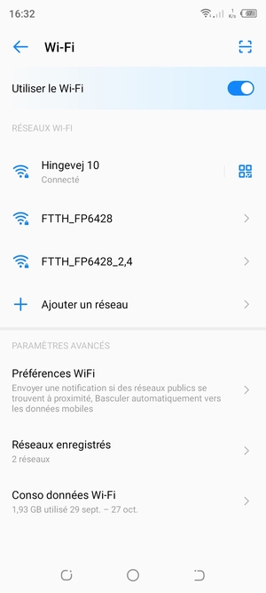 Vous êtes maintenant connecté au réseau Wi-Fi