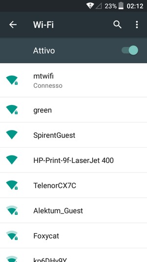 Ora sei connesso alla rete Wi-Fi