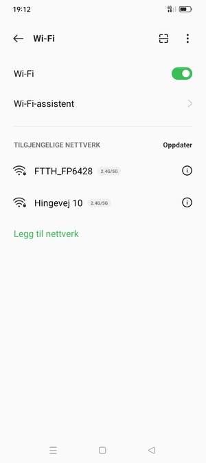 Velg det trådløse nettverket du vil koble til
