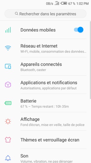 Sélectionnez Réseau et Internet