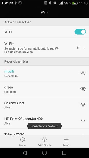 Ahora está conectado a la red Wi-Fi