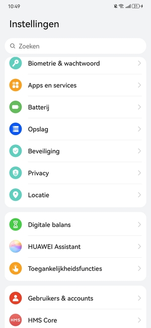 Scroll naar en selecteer Beveiliging
