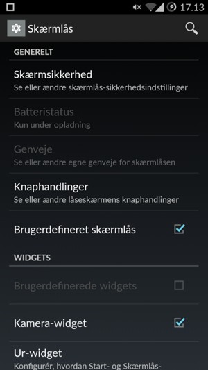 Vælg Skærmsikkerhed